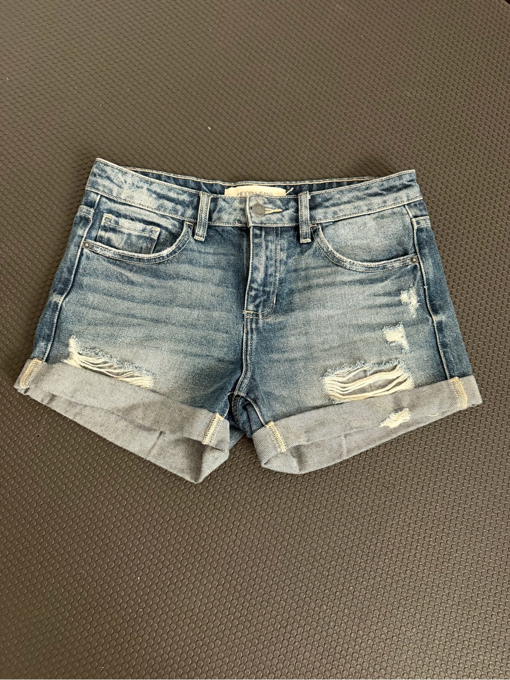 HIDDEN Distressed Denim Roll-Cuff Women's Shorts - Blue